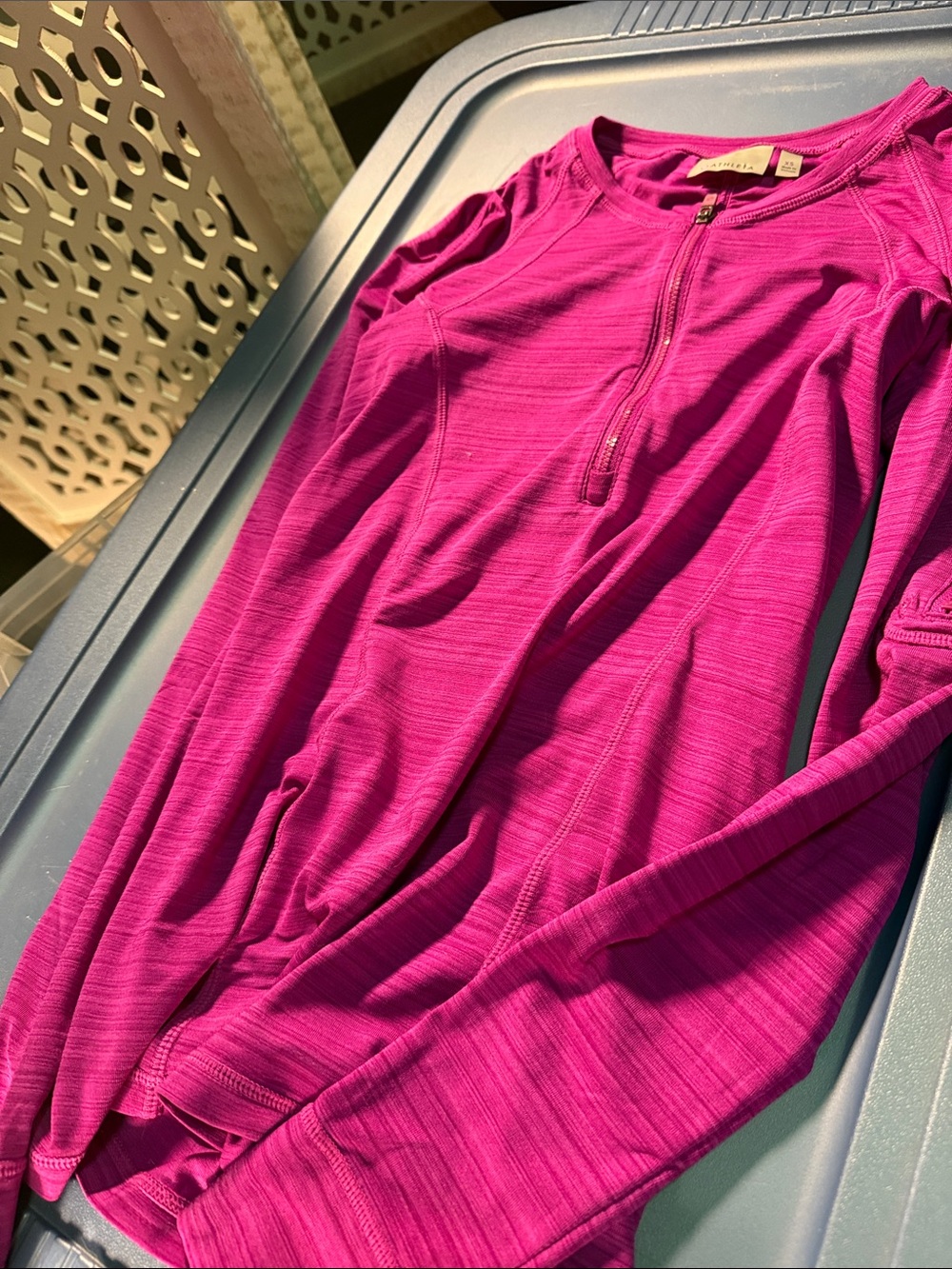 Athleta Magenta Half-Zip Lightweight Turtleneck Sweater